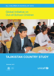 Cover image of children sitting at desks in a classroom for the Tajikistan country report 2013